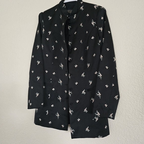 Tina Hägen Size 10 Floral Black Women's Blazer Jacket - Picture 5 of 8